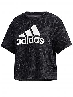 ADIDAS Damen T Shirt Essentials Allover Print schwarz | XS Adidas Farm T Shirt Damen black im Online Shop von